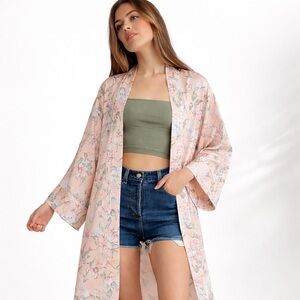 Lauren Ralph Lauren Floral Open Front Kimono Duster Robe